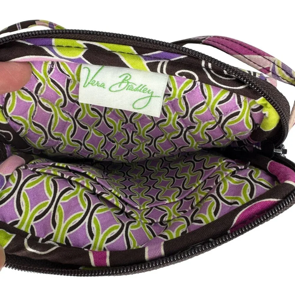Vintage Vera‎ Bradley Brown with Pink Quilted Crossbody Bag Adjustable Strap